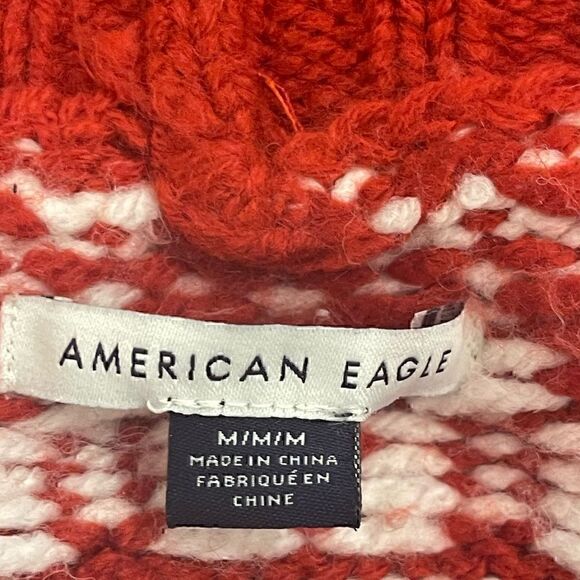 American Eagle Red and Cream Winter Holiday Sweater - Picture 7 of 8